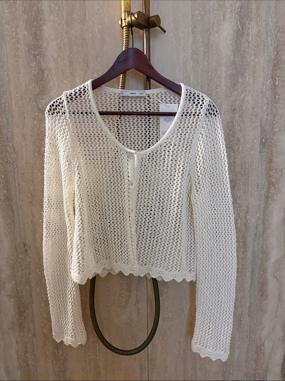 NWT MANGO Cream Crochet Cardigan Sweater